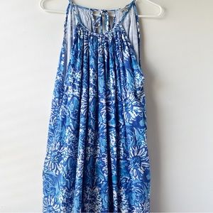 Fitzroy & Willa 100% Cotton Maxi Floral Tropical Dress Blue White M